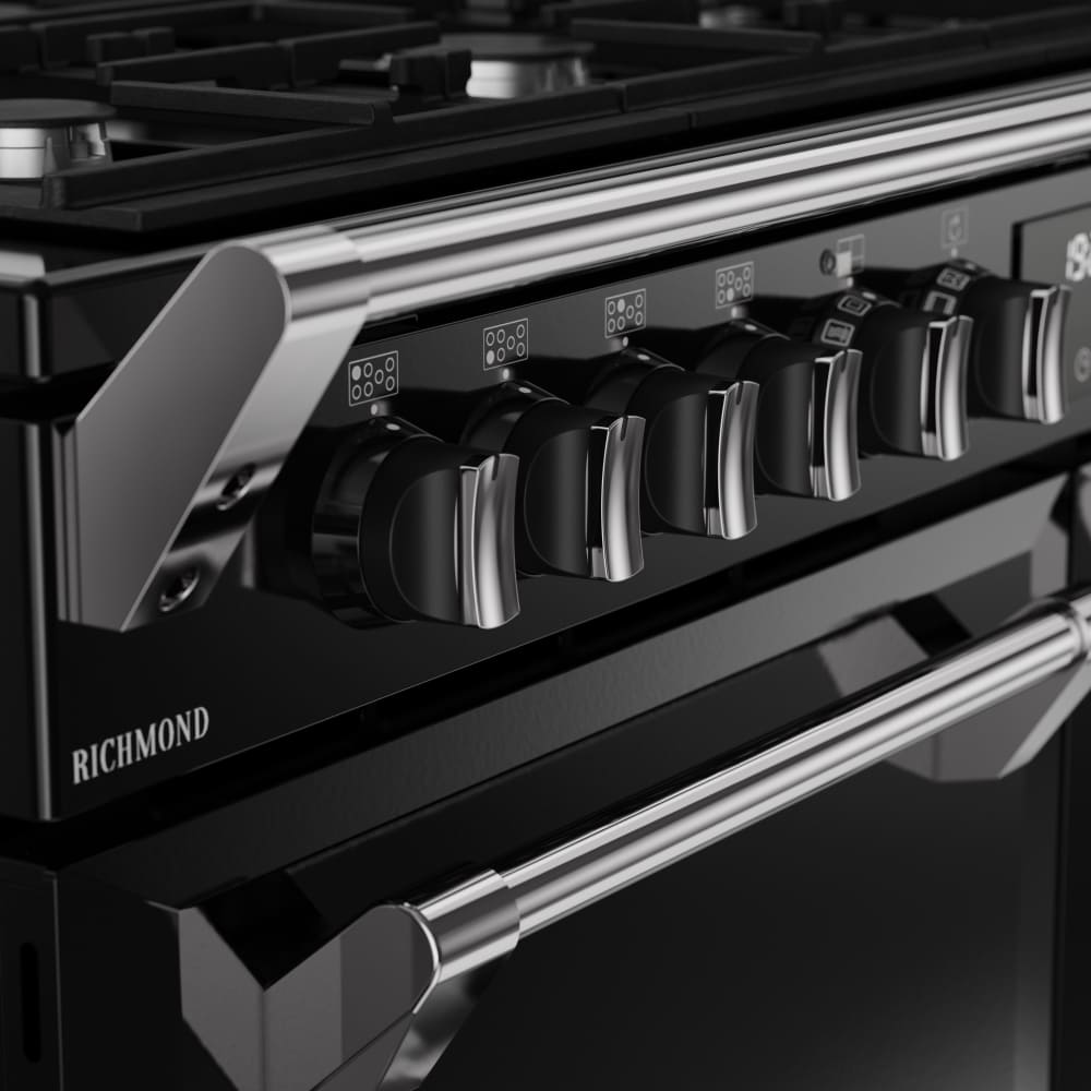 110cm Dual Fuel Stoves Range Cooker, Black, A Rated - RCA RICH 110DF BLK - London Houseware - 5