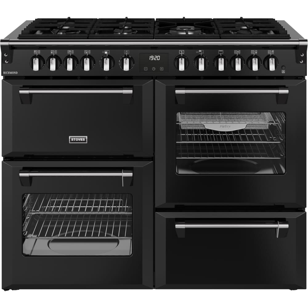 110cm Dual Fuel Stoves Range Cooker, Black, A Rated - RCA RICH 110DF BLK - London Houseware - 1