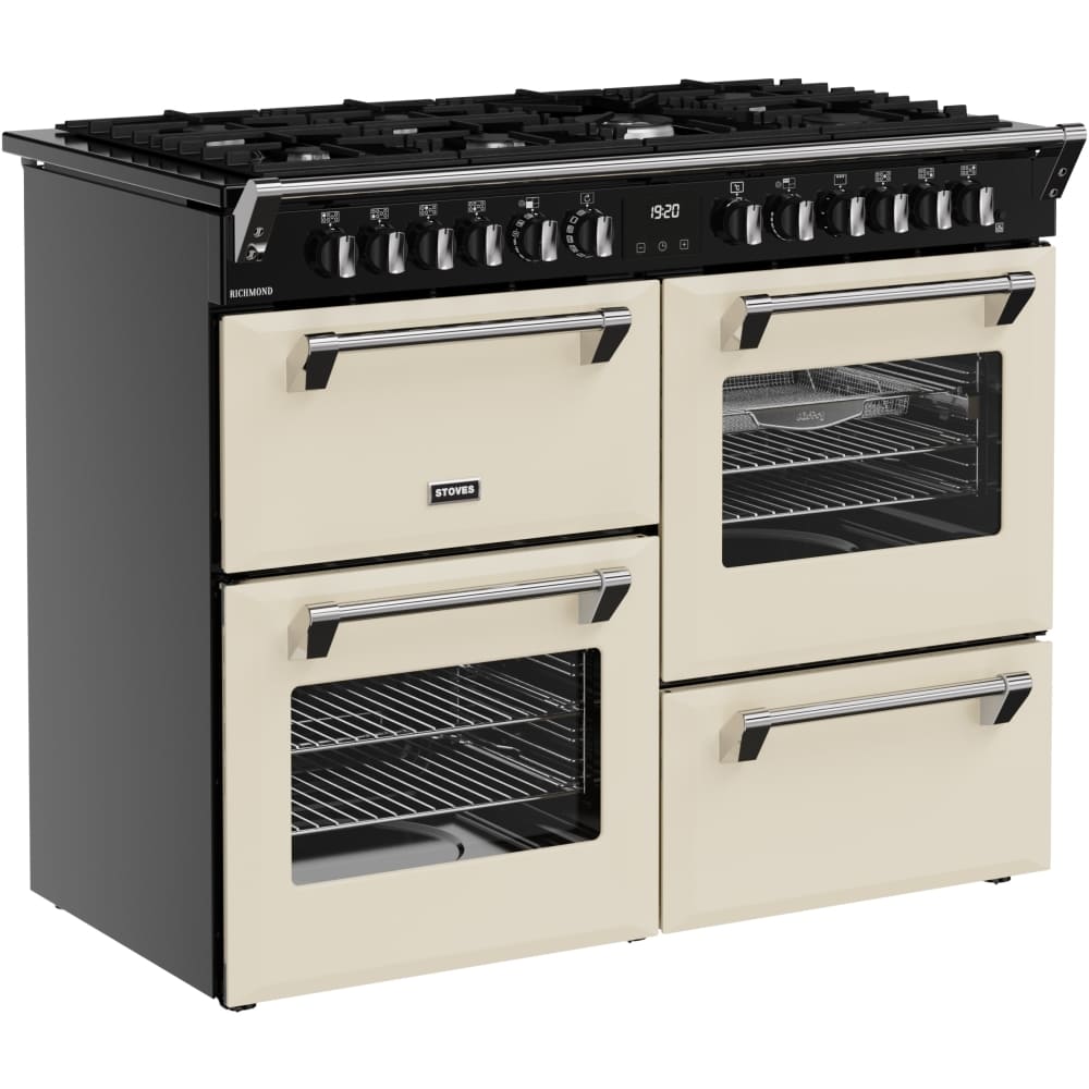 110cm Dual Fuel Stoves Range Cooker, Cream, A Rated - RCA RICH 110DF CRM - London Houseware - 2