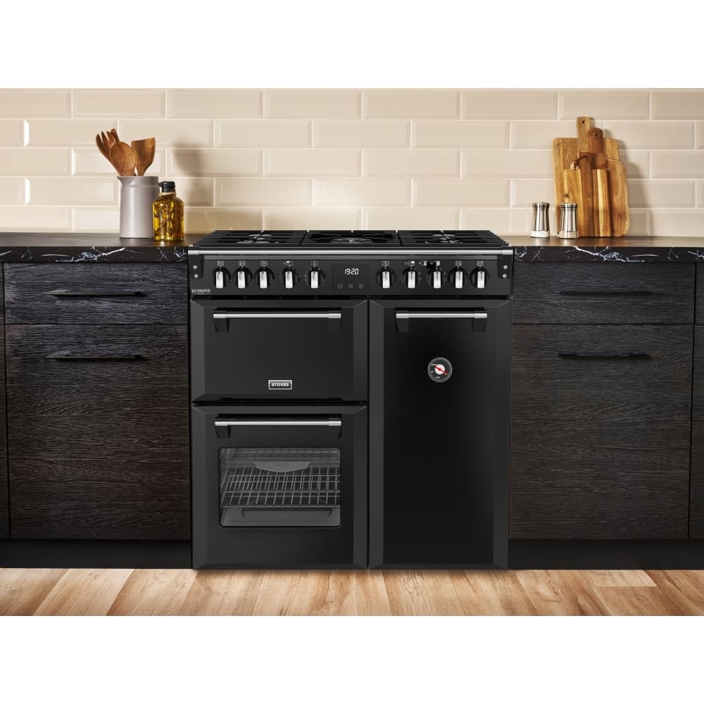 90cm Dual Fuel Stoves Range Cooker, Black, A Rated - DX RCA RICH 90DF BLK - London Houseware - 12