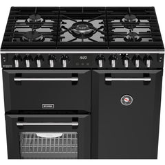 90cm Dual Fuel Stoves Range Cooker, Black, A Rated - DX RCA RICH 90DF BLK - London Houseware - 2