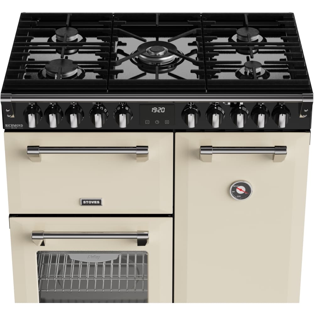 90cm Dual Fuel Stoves Range Cooker, Cream, A Rated - DX RCA RICH 90DF CRM - London Houseware - 3