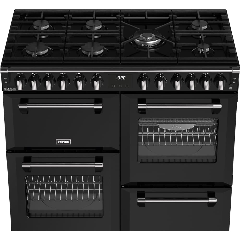 100cm Dual Fuel Stoves Range Cooker, Black, A Rated - DX RCA RICH 100DF BLK - London Houseware - 7