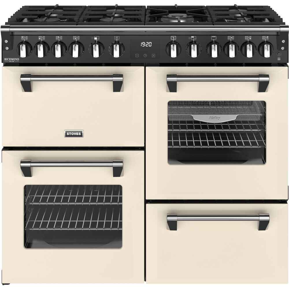 100cm Dual Fuel Stoves Range Cooker, Cream, A Rated - DX RCA RICH 100DF CRM - London Houseware - 1