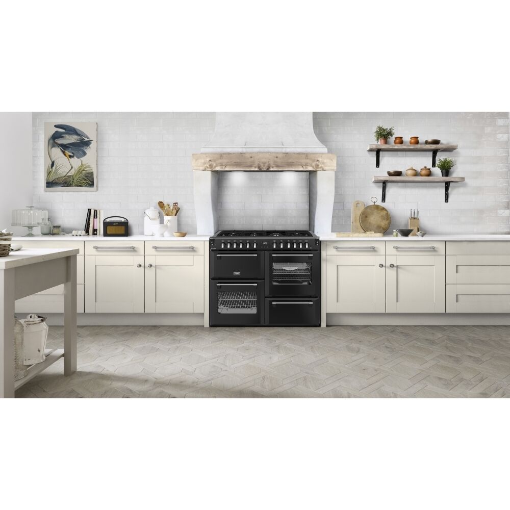 110cm Dual Fuel Stoves Range Cooker, Black, A Rated - DX RCA RICH 110DF BLK - London Houseware - 10