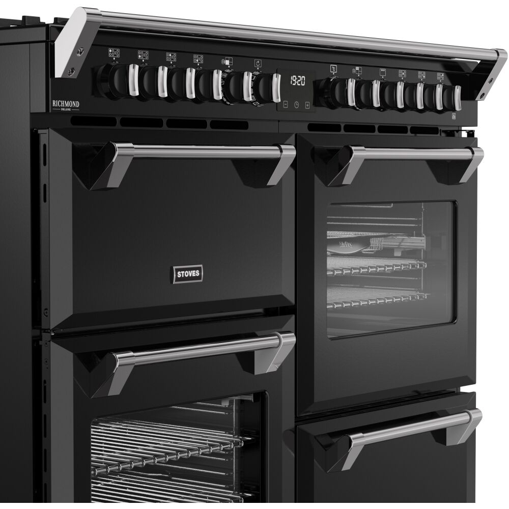 110cm Dual Fuel Stoves Range Cooker, Black, A Rated - DX RCA RICH 110DF BLK - London Houseware - 5