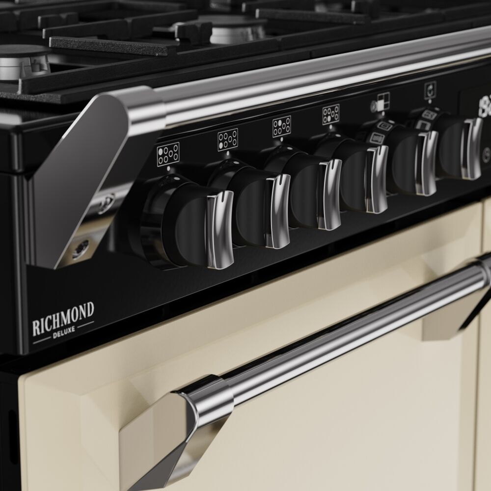 110cm Dual Fuel Stoves Range Cooker, Cream, A Rated - DX RCA RICH 110DF CRM - London Houseware - 4