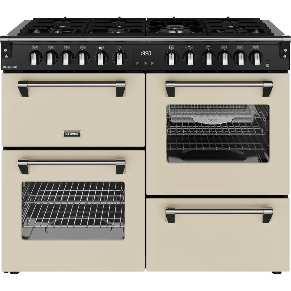 110cm Dual Fuel Stoves Range Cooker, Cream, A Rated - DX RCA RICH 110DF CRM - London Houseware - 1