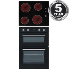 SIA 60cm Black Built In Double Oven & 4 Zone Electric Ceramic Hob - London Houseware - 2