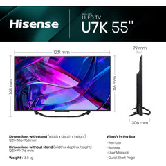 Hisense TV, 55 Inch Mini LED 4K Ultra HD - U7 Series 55U7KQTUK - London Houseware - 2