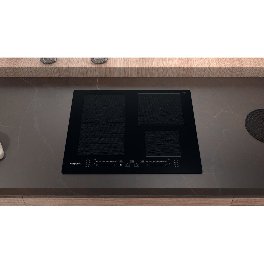 59cm Black 4 Zone Induction Hob, Frameless - Hotpoint TS 5760F NE - Naamaste London Homewares - 5