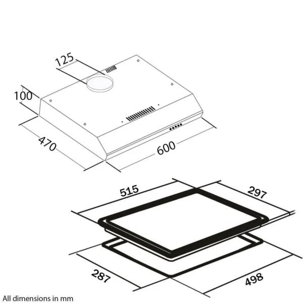 SIA 30cm Stainless Steel 2 Zone Electric Hob & 60cm Visor Cooker Hood Extractor Fan - London House - 8