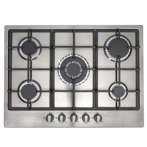 SIA 60cm Black Built In Double Oven And Stainless Steel 70cm 5 Burner Gas Hob - London Houseware - 7