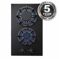 30cm Black Gas Hob 2 Burner - SIA BGH30BL - London Houseware - 1