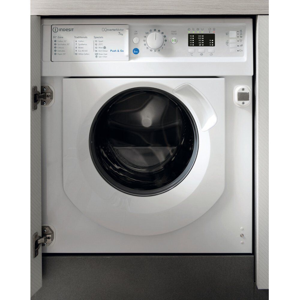 Indesit Integrated Washing Machine 7kg in White – BI WMIL 71252 UK N - London Houseware - 7