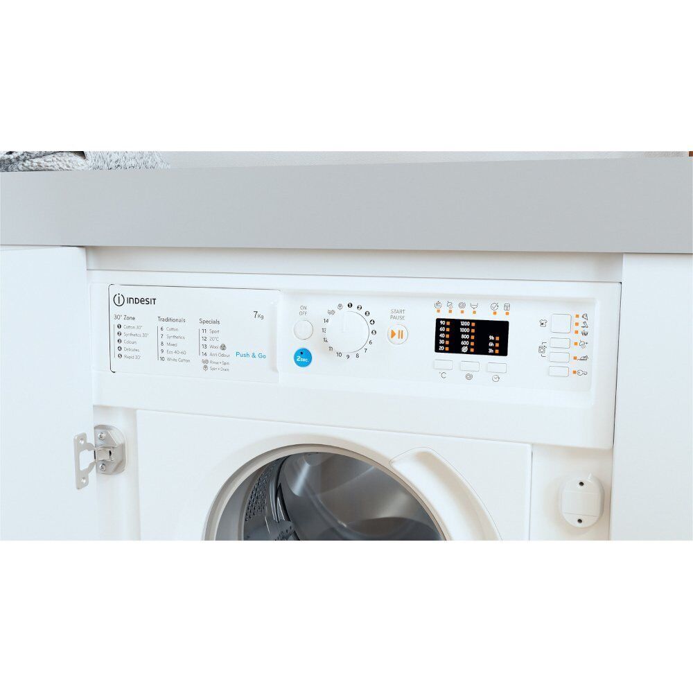 Indesit Integrated Washing Machine 7kg in White – BI WMIL 71252 UK N - London Houseware - 3