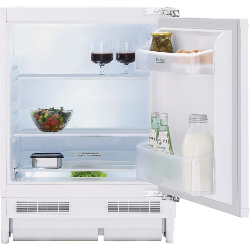 130L Built- Undercounter Larder Fridge, Sliding Hinge, White - Beko BLS4682 - London Houseware - 1