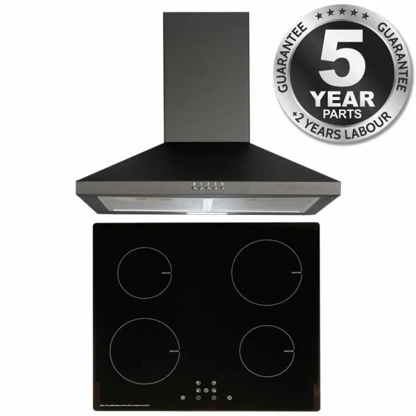 SIA 60cm Black 4 Zone Touch Control Induction Hob & Cooker Hood Fan - London Houseware - 2