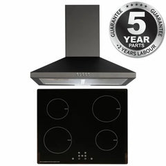 SIA 60cm Black 4 Zone Touch Control Induction Hob & Cooker Hood Fan - London Houseware - 2