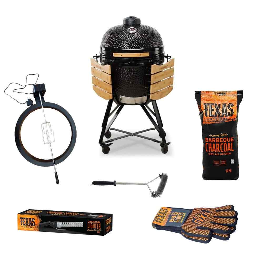 59cm Grande Charcoal BBQ Grills, Black Pack - Kamado Bono - Naamaste London Homewares - 1