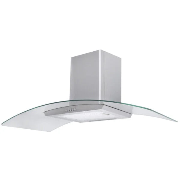 100cm Curved Glass Chimney Cooker Hood – SIA CGH100SS - London Houseware -1