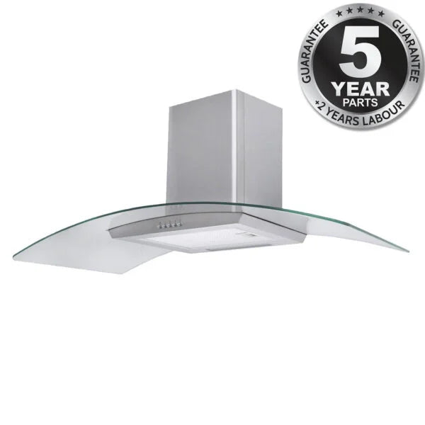 100cm Curved Glass Chimney Cooker Hood – SIA CGH100SS - London Houseware -6