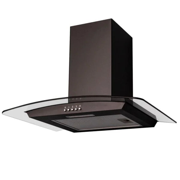 SIA CGH60BL- 60cm Black Curved Glass Chimney Cooker Hood - London Houseware - 1