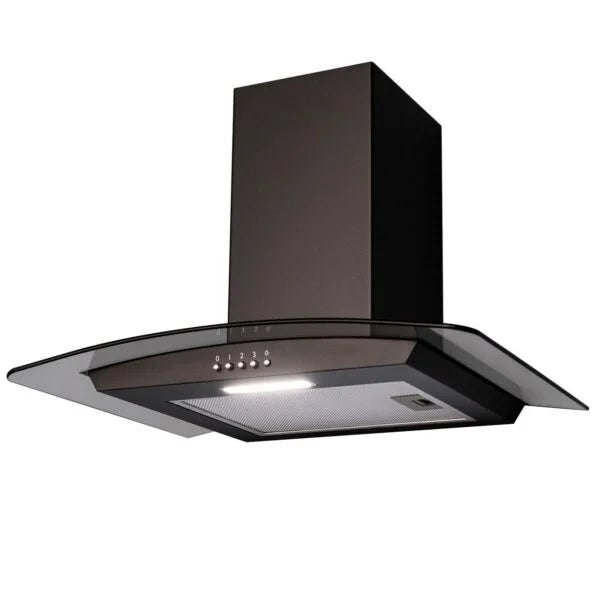 SIA CGH60BL- 60cm Black Curved Glass Chimney Cooker Hood - London Houseware - 2