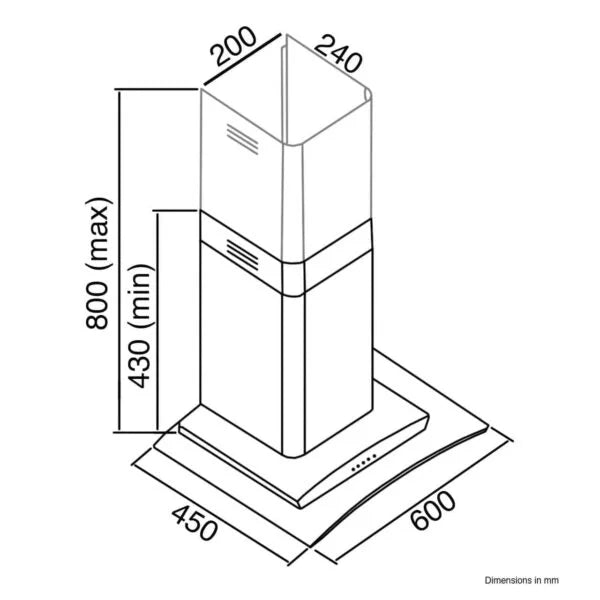 SIA CGH60SS- 60cm Stainless Steel Glass Chimney Cooker Hood - London Houseware - 5