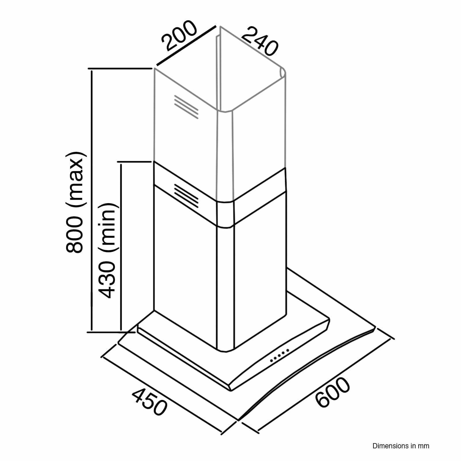 60cm White Chimney Cooker Hood - SIA CGH60WH - London Houseware - 5