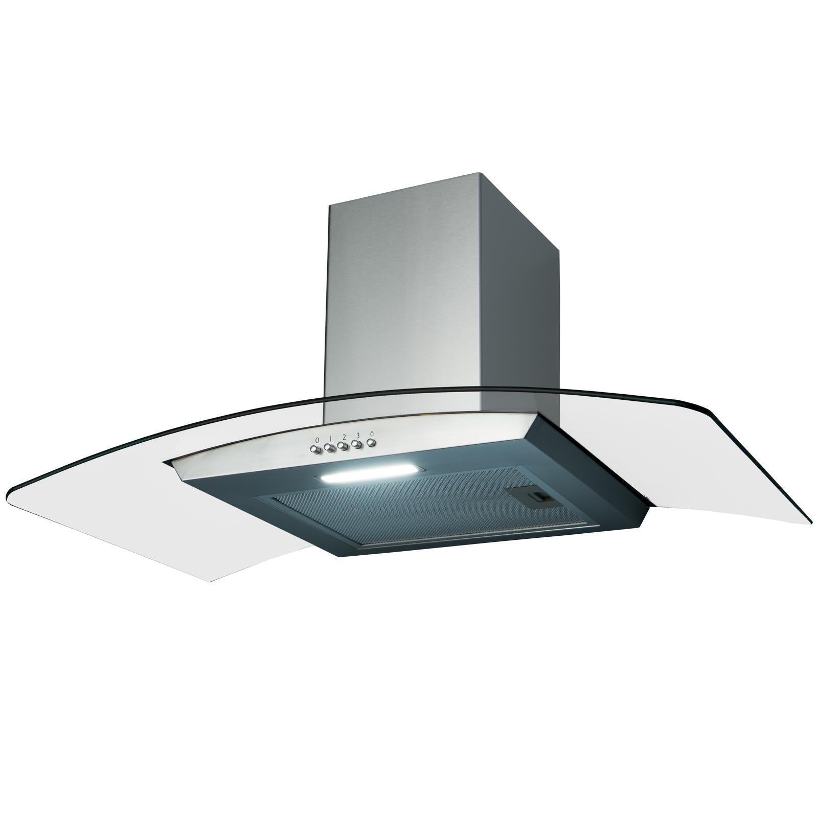 80cm Extractor Fan Cooker Hood / Curved Glass- SIA CGH80SS - London Houseware - 8