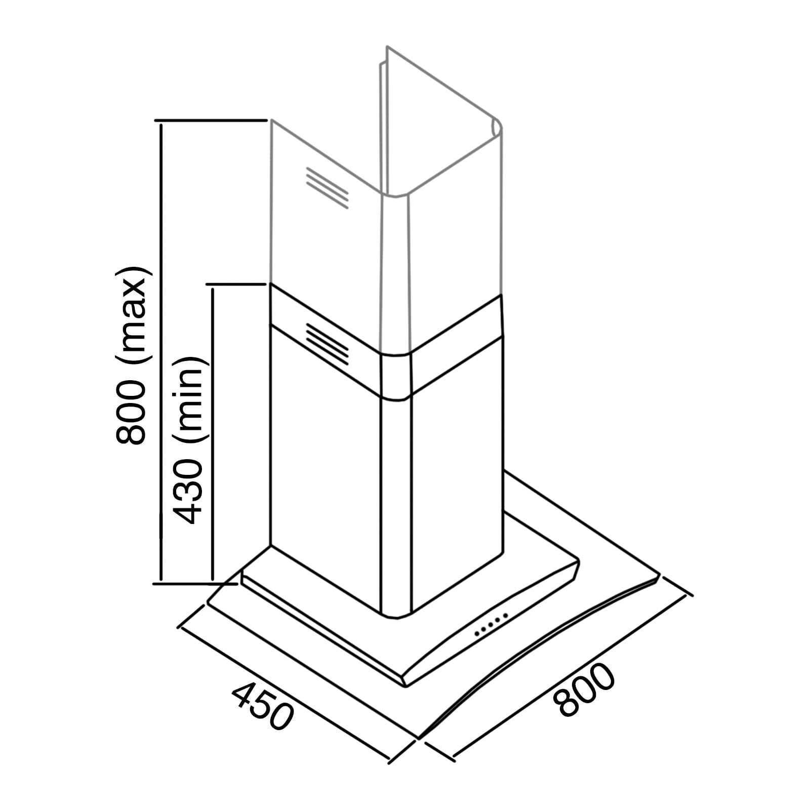 80cm Extractor Fan Cooker Hood / Curved Glass- SIA CGH80SS - London Houseware - 6