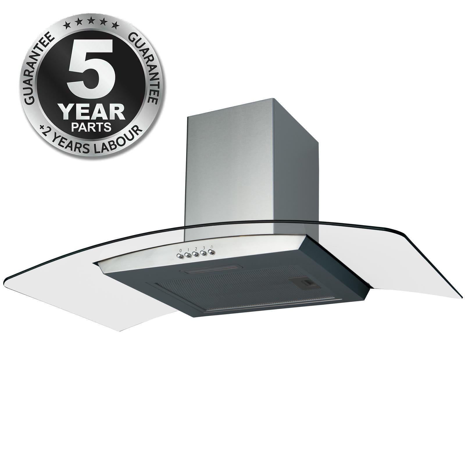 80cm Extractor Fan Cooker Hood / Curved Glass- SIA CGH80SS - London Houseware - 2