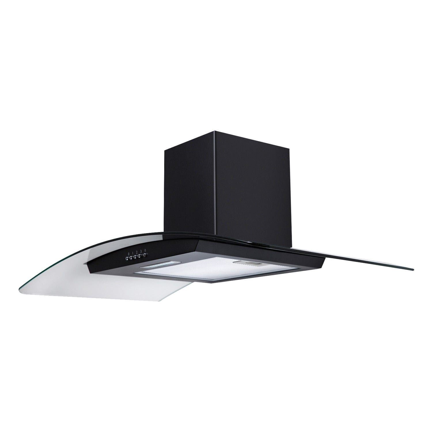 90cm Black Extractor Fan Cooker Hood / Curved Glass - SIA CGH90BL - London Houseware - 5