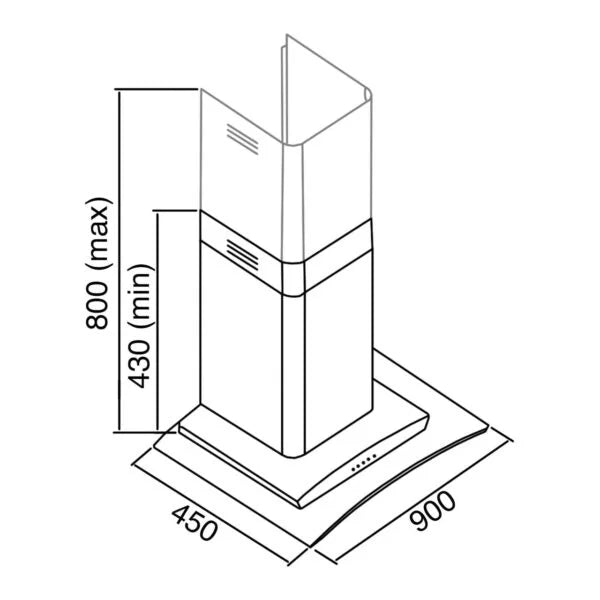 SIA CGH90SS- 90cm Curved Glass Stainless Steel Chimney Cooker Hood - London Houseware - 6