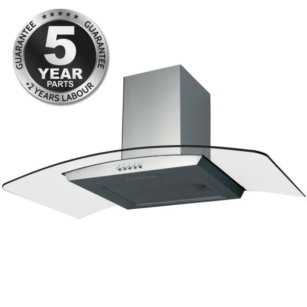 SIA CGH90SS- 90cm Curved Glass Stainless Steel Chimney Cooker Hood - London Houseware - 7