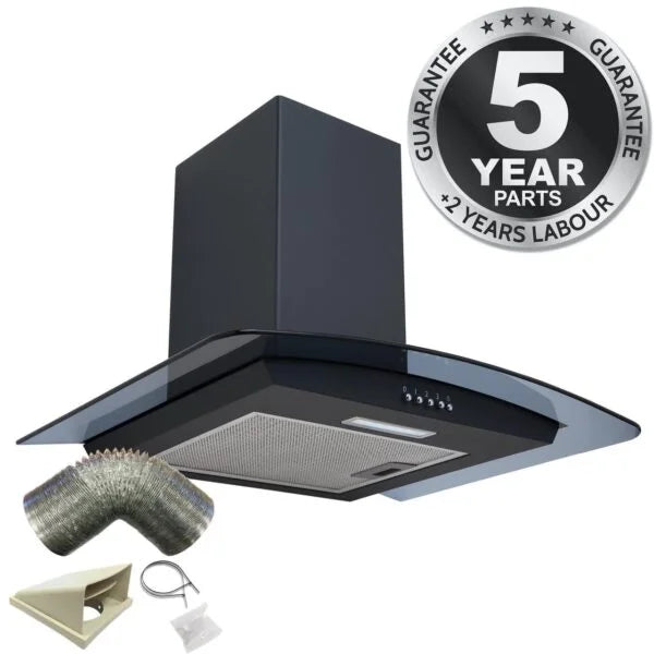 60cm Black Chimney Cooker Hood – SIA CGHS60BL - London Houseware - 8