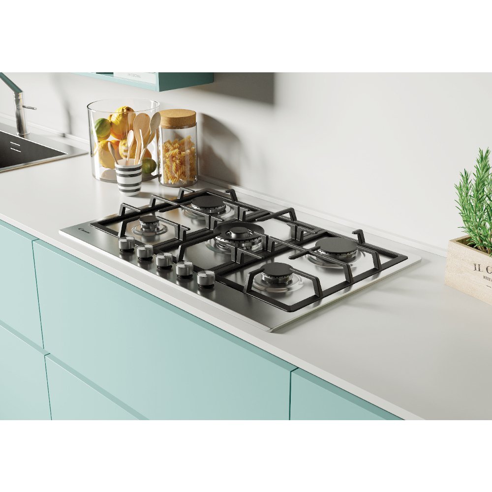 75cm 5 Burner Gas Hob Stainless Steel - Candy CHG74WPX - London Houseware - 3