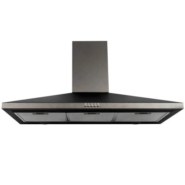 90cm Black Glass Chimney Cooker Hood – SIA CHL90BL - London Houseware - 1