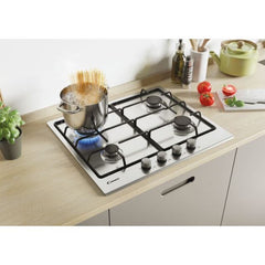 60cm 4 Burner Gas Hob Stainless Steel - Candy CHW6BRX - Naamaste London Homewares - 3