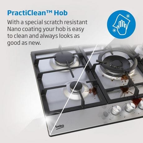 Frameless 5 Burner Gas Hob Stainless Steel - Beko CIHYG32SXE - London Houseware - 10