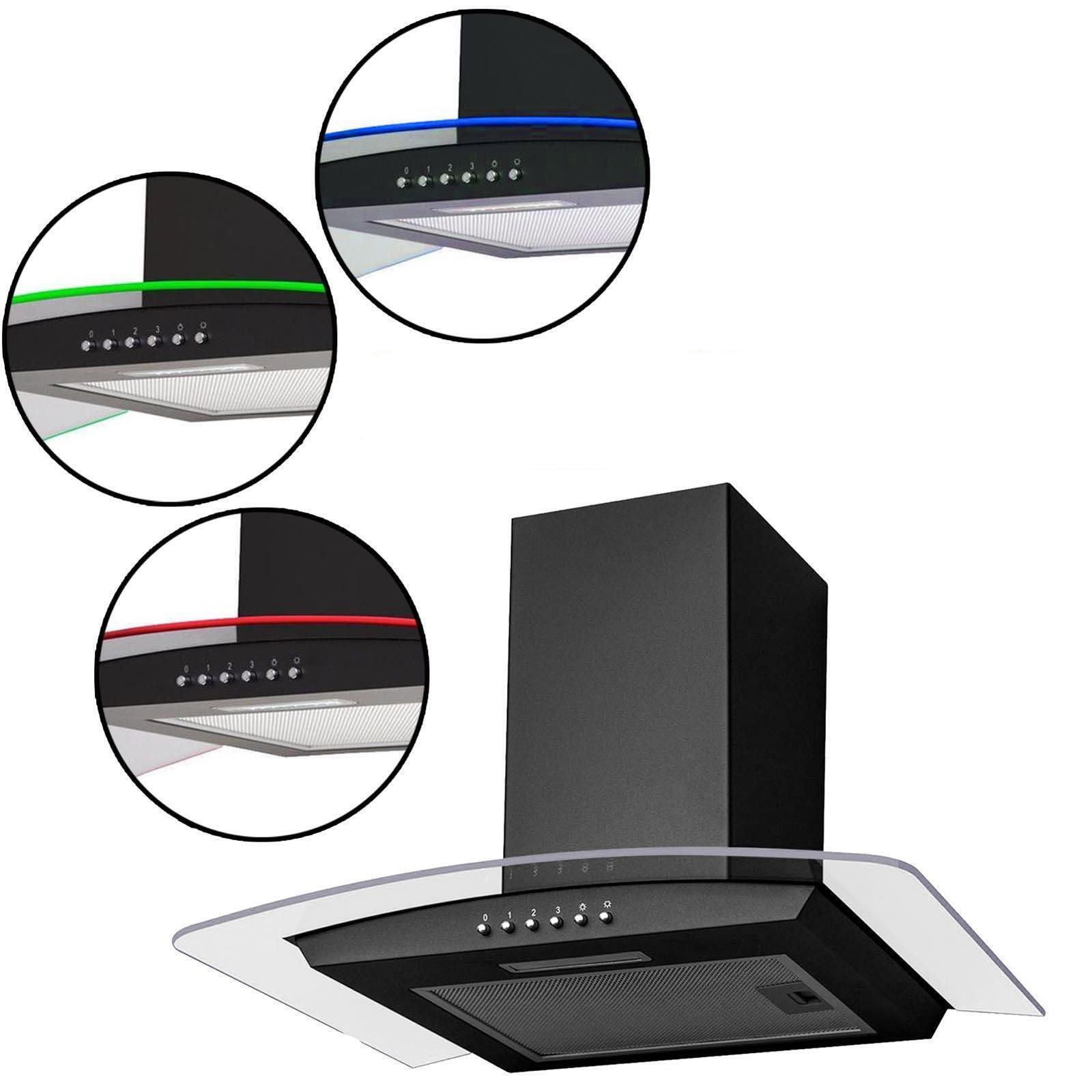 60cm Black Extractor Fan Cooker Hood / Curved Glass - SIA CPLE60BL - London Houseware - 6