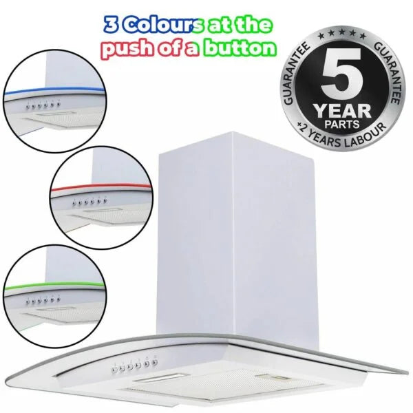 60cm White Glass Chimney Cooker Hood – SIA CPLE60WH - London Houseware - 7