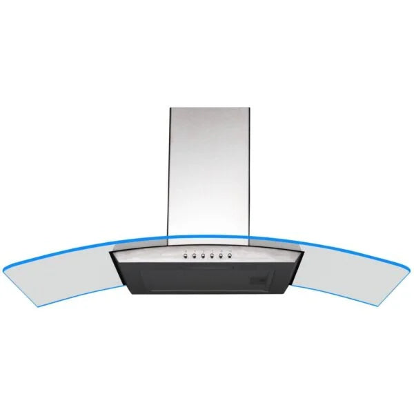 90cm Extractor Fan Cooker Hood / Curved Glass - SIA CPLE90SS - London Houseware - 6