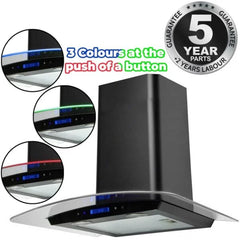 60cm Black LED Glass Chimney Cooker Hood – SIA CPTE61BL - London Houseware - 4