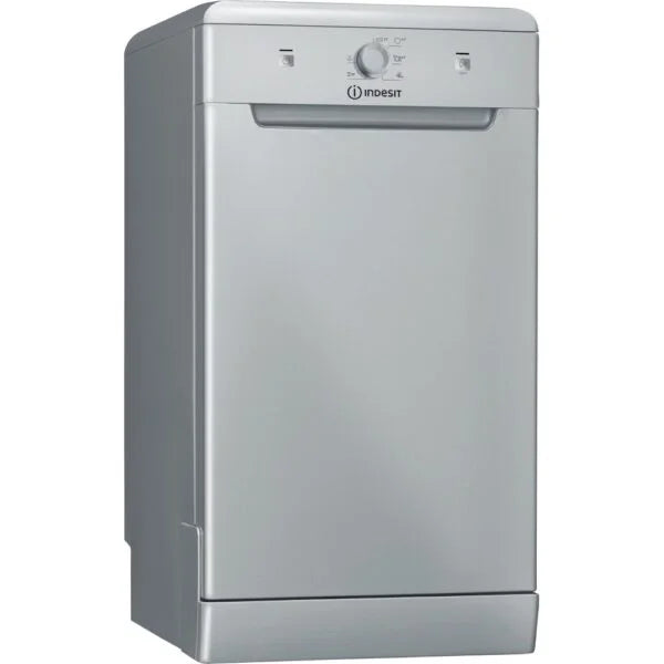 Stainless Steel Silver Slimline Dishwasher - Indesit DSFE1B10SUKN - London Houseware - 1