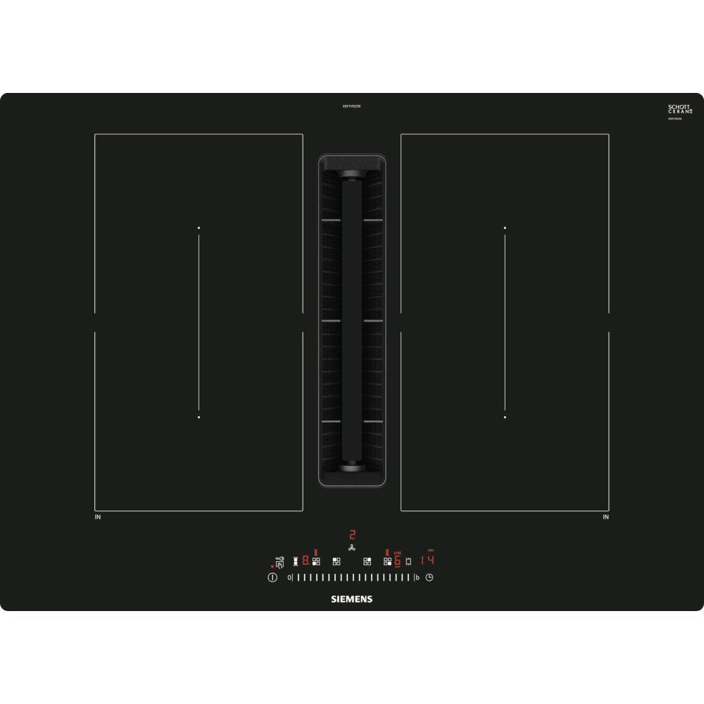 70cm Black Vented Induction Hob with Extractor - Siemens ED711FQ15E iQ500 - Naamaste London Homewares - 1