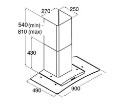 90cm Extractor Fan Cooker Hood / Curved Glass - CDA EKP90BL - London Houseware - 4