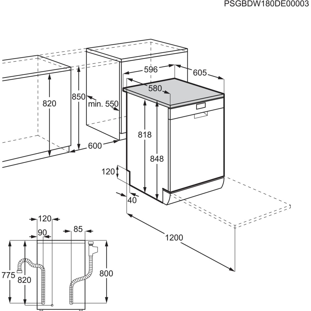 AEG Dishwasher, 60cm Freestanding - FFB73727PW - London Houseware - 10