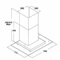 70cm Flat Glass Chimney Cooker Hood / Extractor Fan - SIA FL70SS - London houseware - 3